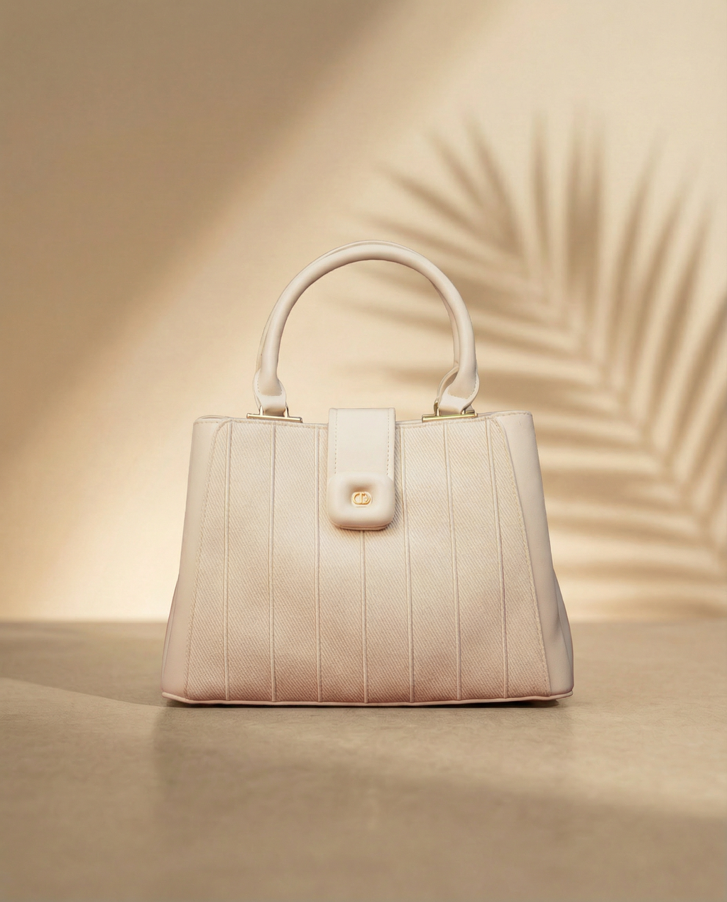 Shubra White Twist Lock Handbag