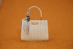 Aurelia White Pleated Satchel