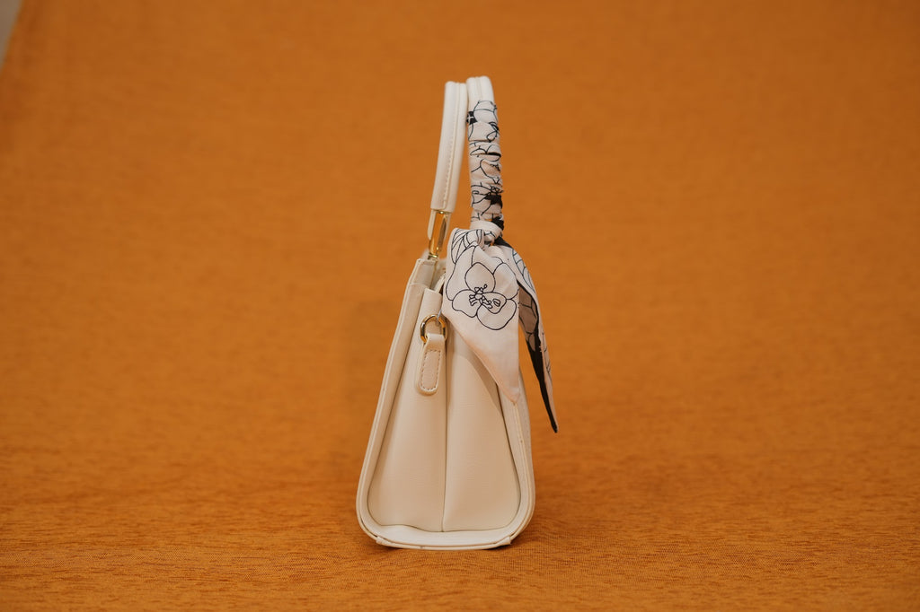 Aurelia White Pleated Satchel