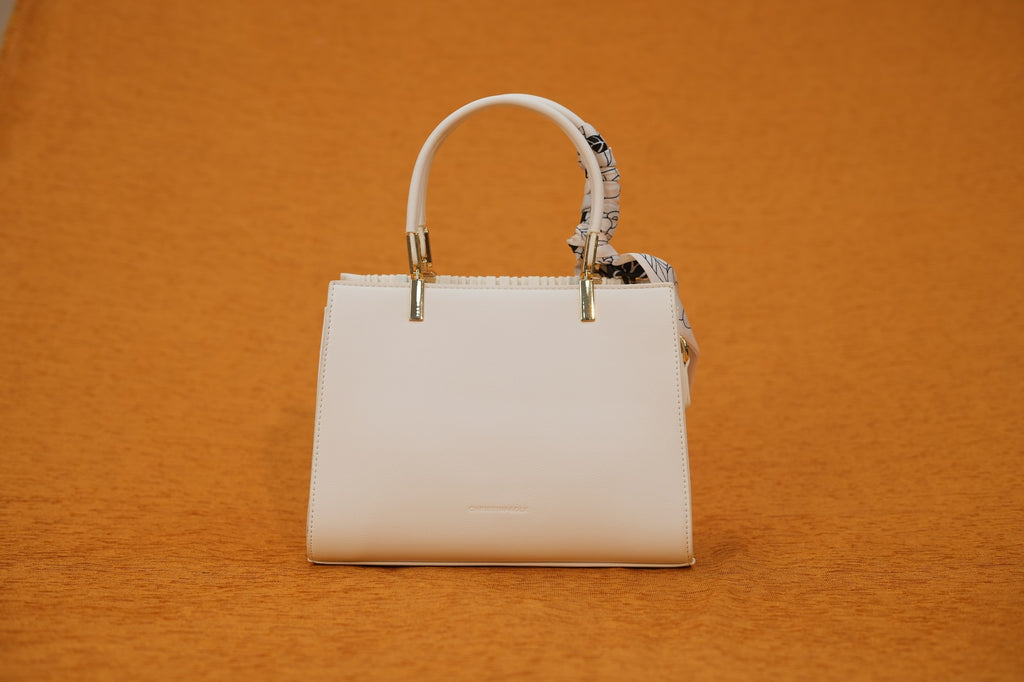 Aurelia White Pleated Satchel