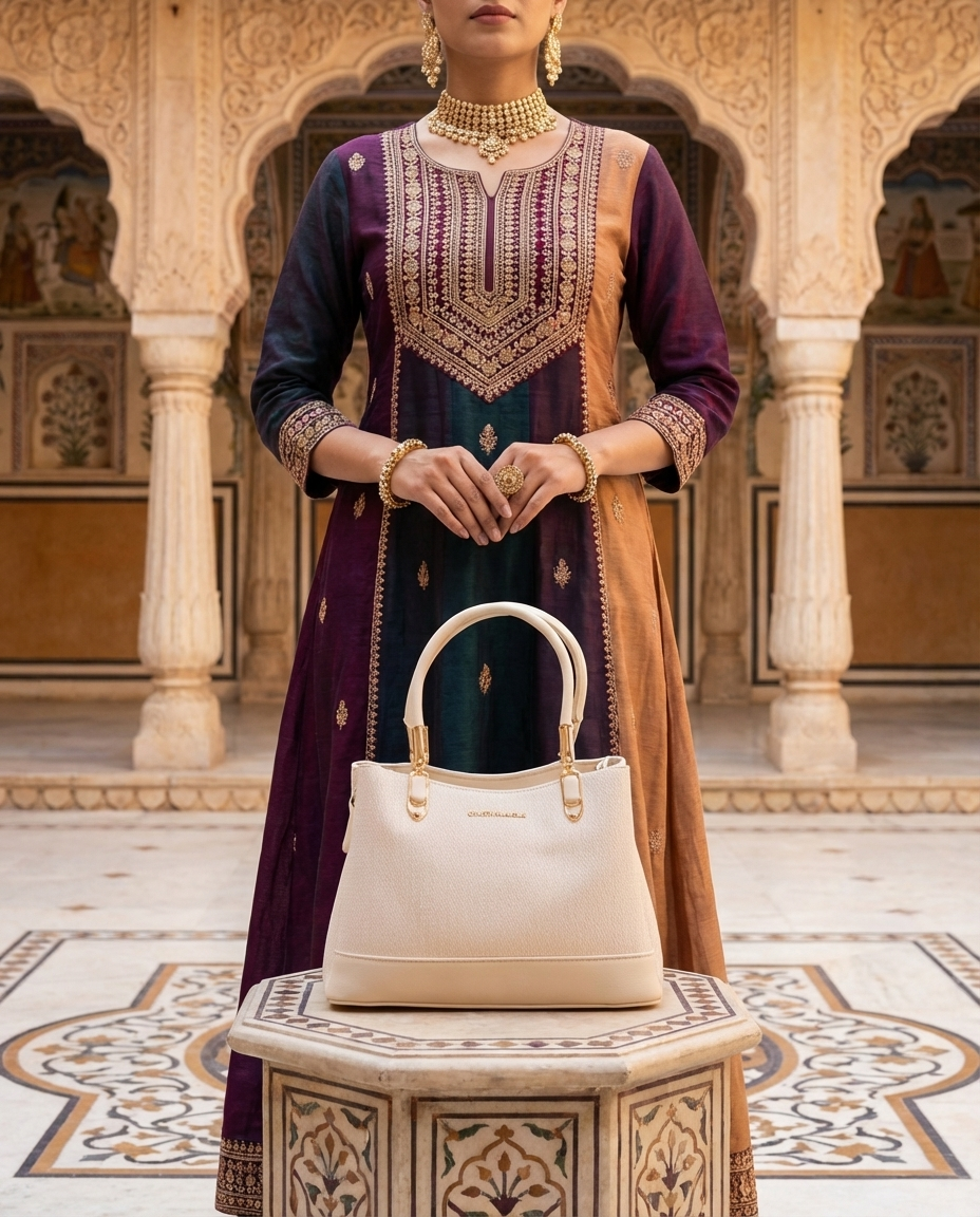 Maya Ivory Padded Handbag
